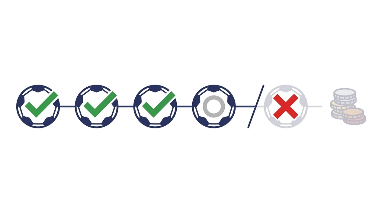 A simple diagram shows linked accumulator legs with wins, a void, and one losing leg breaking the chain.