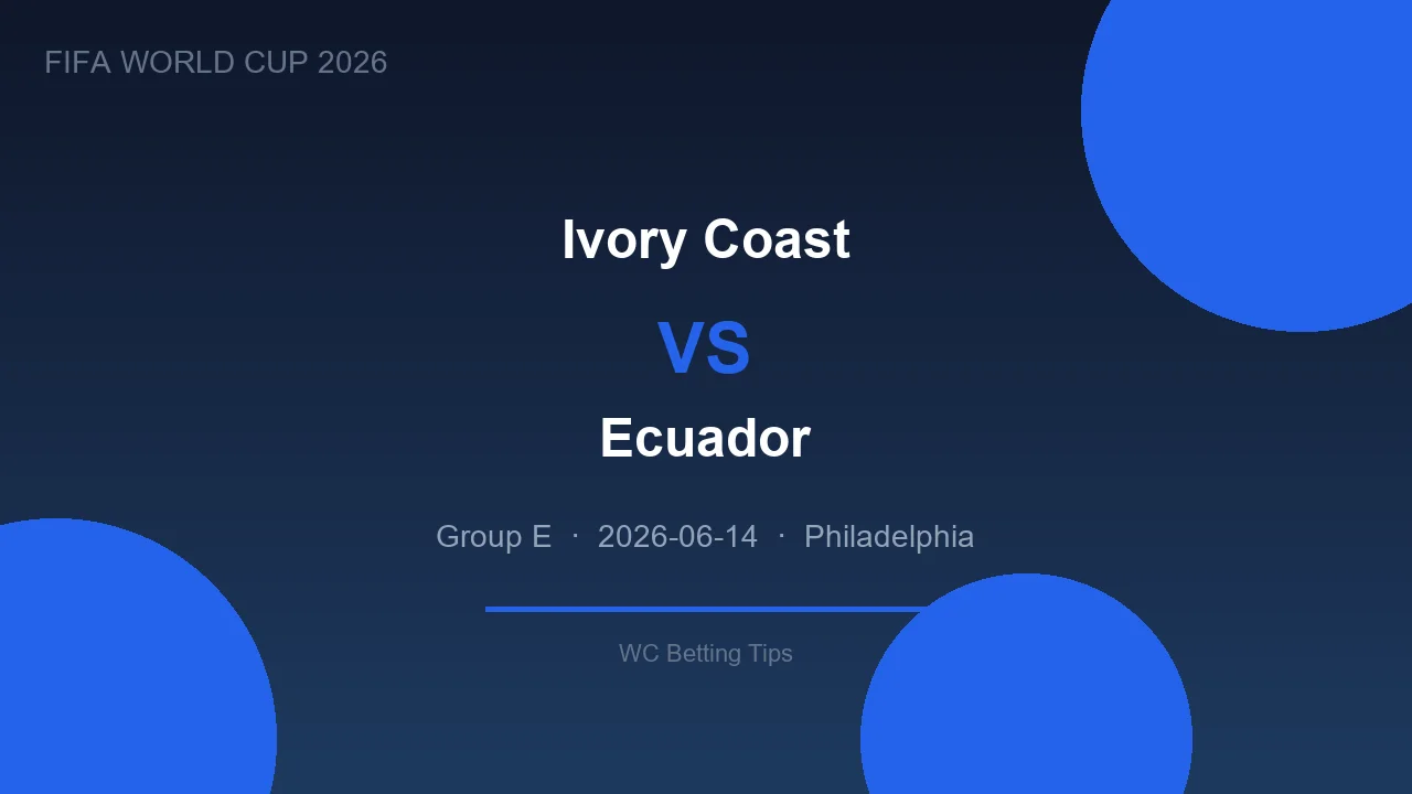 Ivory Coast vs Ecuador betting tips - World Cup 2026