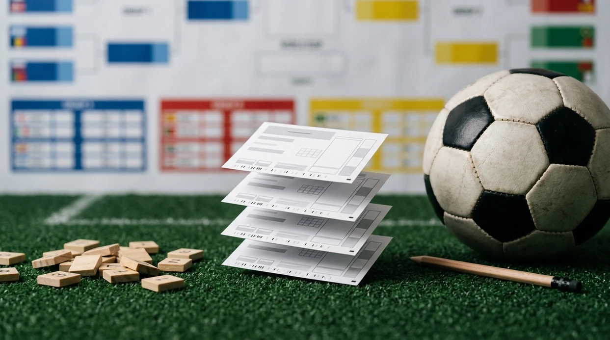 A stack of blank betting slips sits beside a football, suggesting a carefully built World Cup acca.